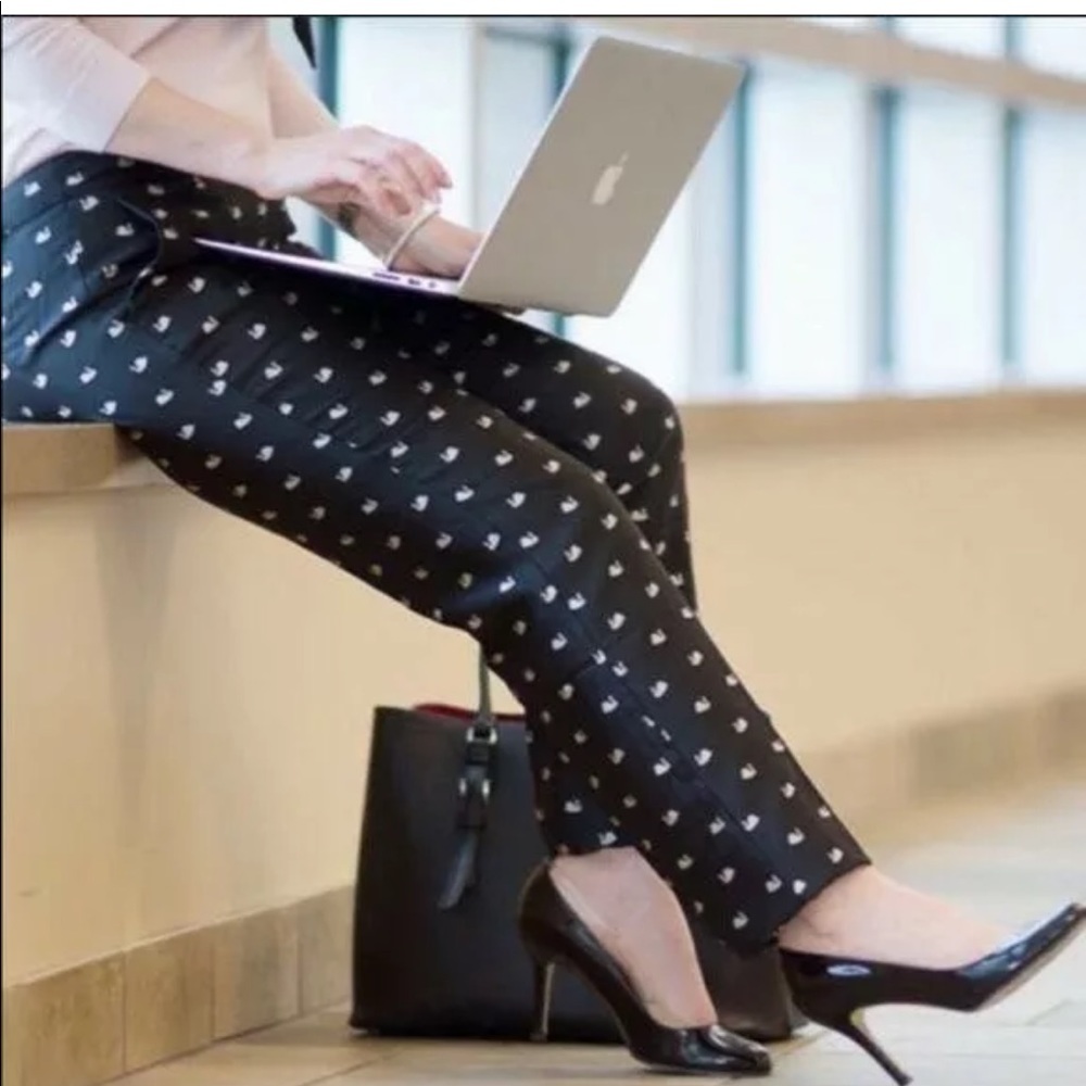 Talbots 14 Swan Print Ankle Slacks Pants